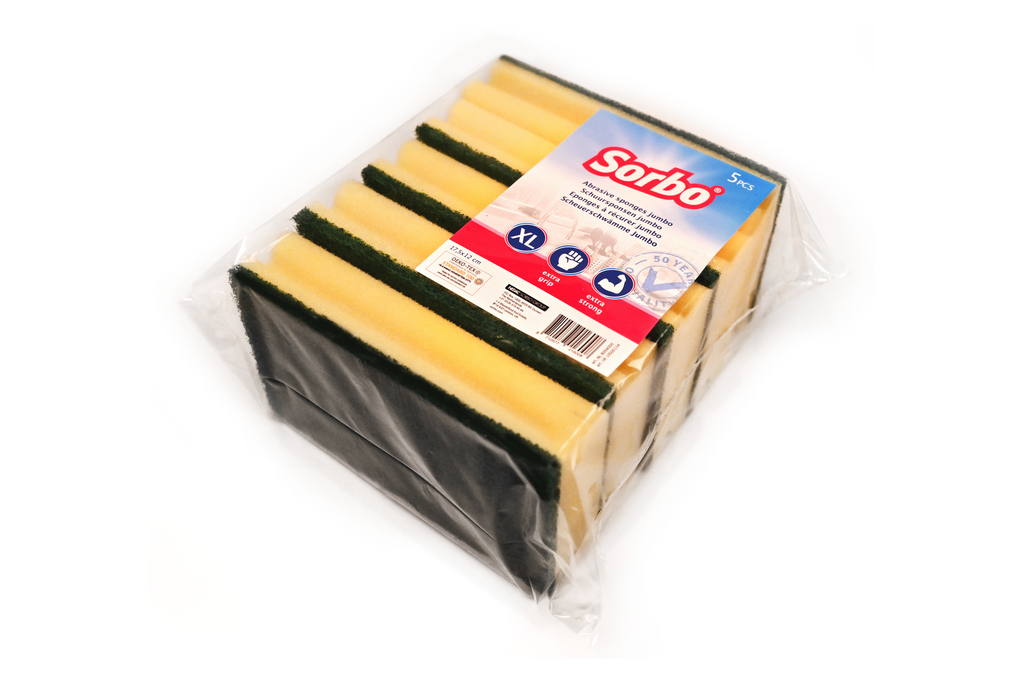 [1492752] Scouring sponge SORBO Jumbo with handle, 175 x 105 x 50 mm (per 5 pieces)