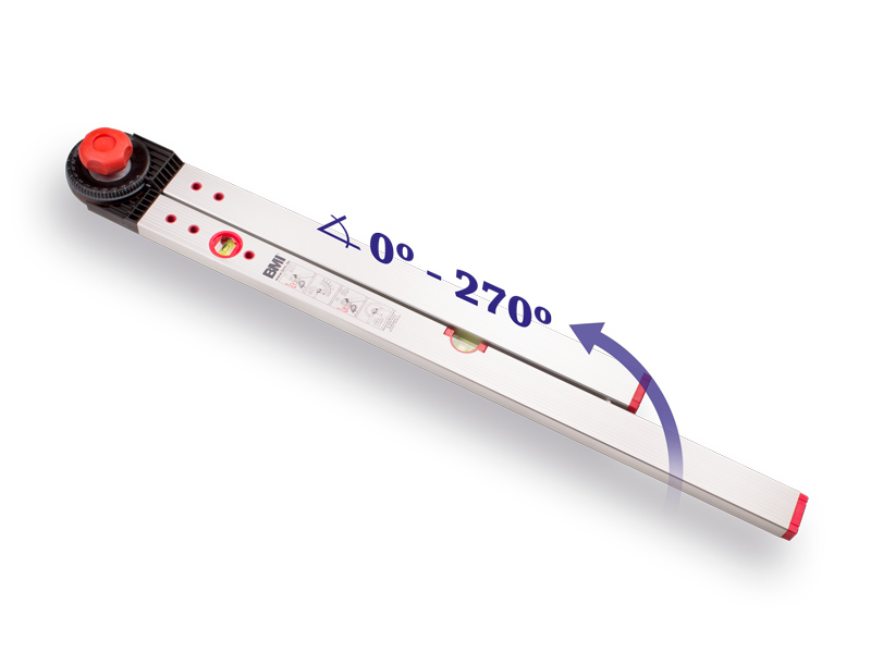 Hoekmeter BMI 60 x 80 cm, meetbereik 0° tot 270°, 2 libellen