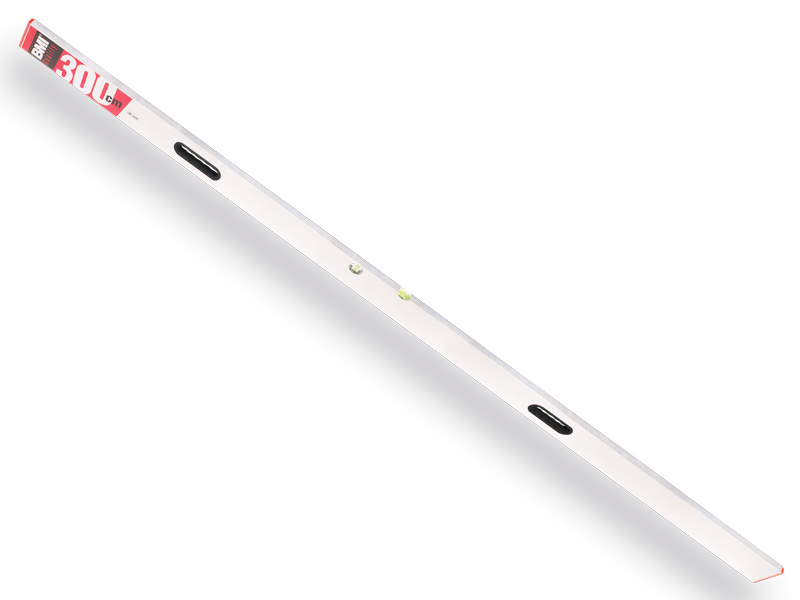 BMI Richtscheit- Strichlatte 300 cm aus Aluprofil mit 2 Durchgriffen und einen Horizontal- und einen Vertikal Libelle 
