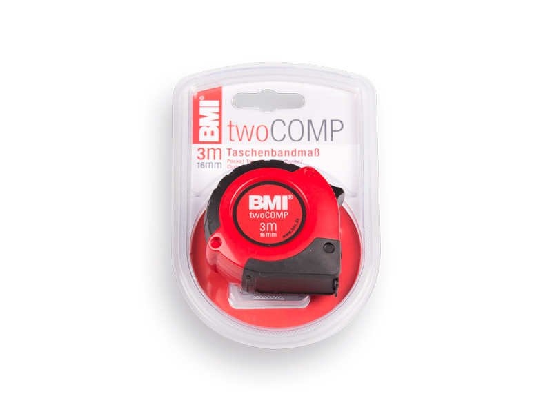Tape measure BMI Twocomp 3 m x 16 mm, ABS housing