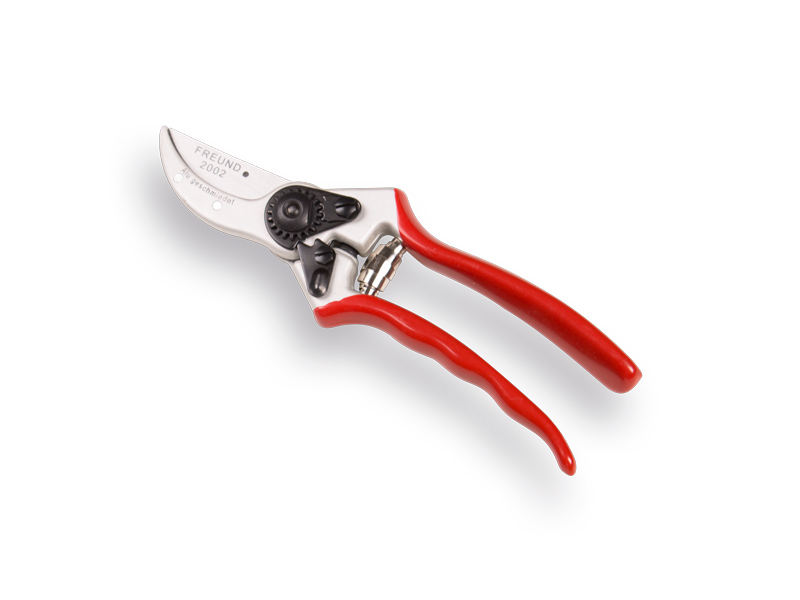 Gartenschere FREUND 2002, geschmiedetes Aluminium, rote Griffe, schneidet bis 22 mm