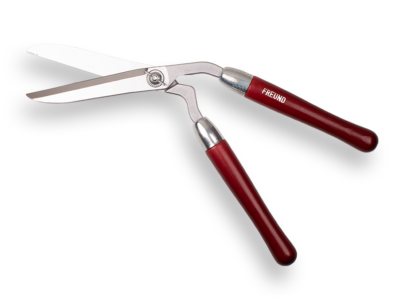 [1506010] Cisailles à gazon FREUND 14 PD semi-courbées, 51 cm, lame 20 cm, avec poignées en bois