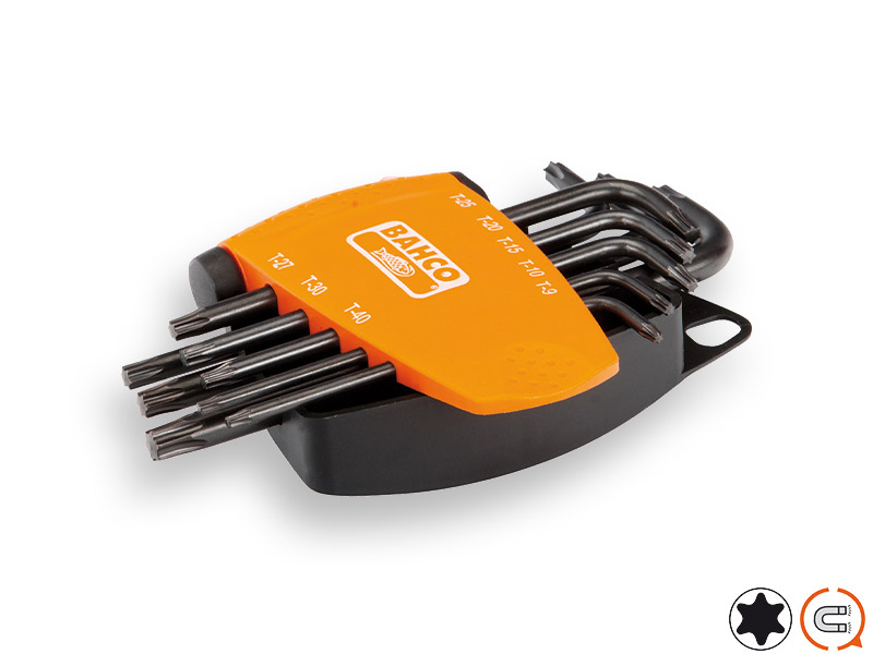 Jeu de clés mâles BAHCO TORX® 8 pièces, T9-T10-T15-T20-T25-T27-T30-T40