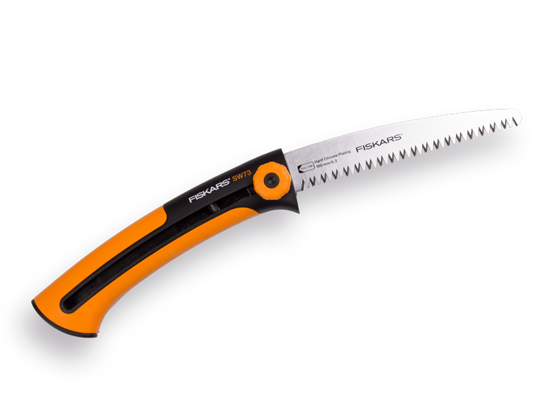 Scie d'élagage FISKARS SW73 extensible, longueur de lame 16 cm droite, dents grossières
