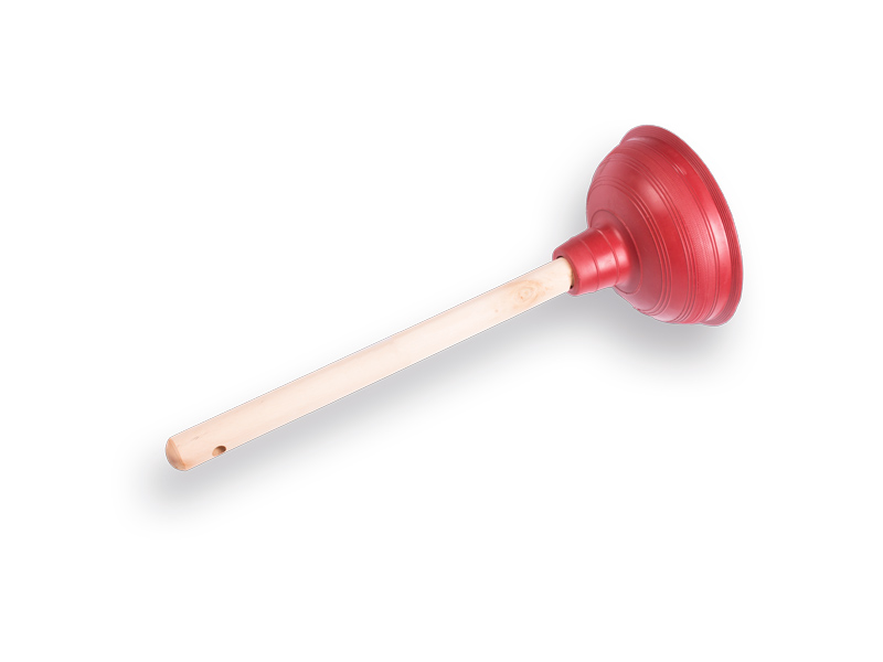 Sink plunger with wooden handle