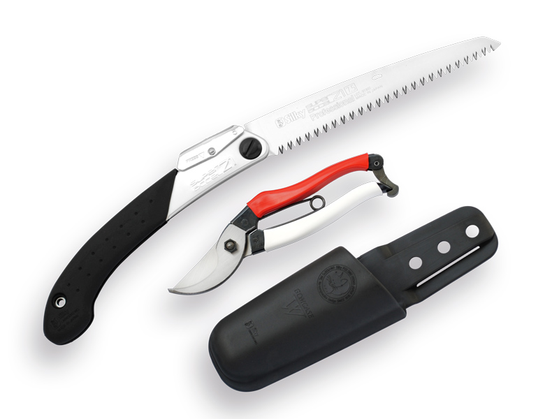 Japanese top pruning shears OKATSUNE 103, SILKY Super Accel 210, free Gomcase W