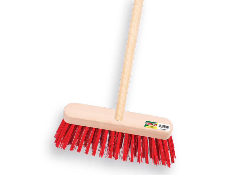 [1550105] Balai SOLIDE PPN rouge 29 cm, capuchon plat, avec manche IKAPE 130 x 2,4 cm, FSC 100%