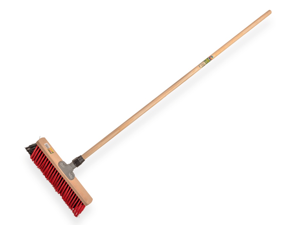 [1550182] SOLIDE X Besen 40 cm mit Stielhalter. Mit Elaston Rot-Schwarz mit Stiel 150 x 2,8 cm