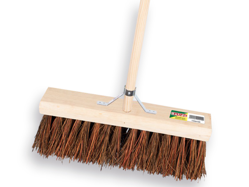 Bezem SOLIDE bassine-stalks 40 cm, vlakke kap, met IKAPE steel 150 x 2,8 cm en stokhouder, FSC 100%