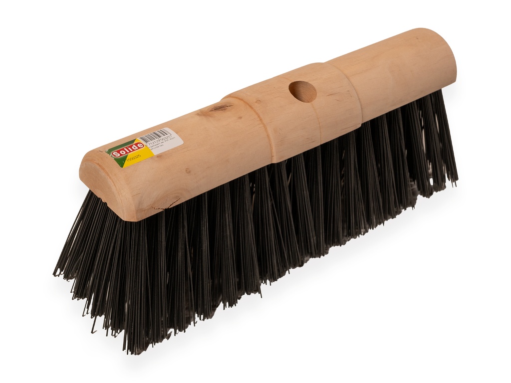 Balai de voirie SOLIDE PVC noir 40 cm, épaisseur des fibres 1,5 mm, monture ronde, sans manche, FSC 100%