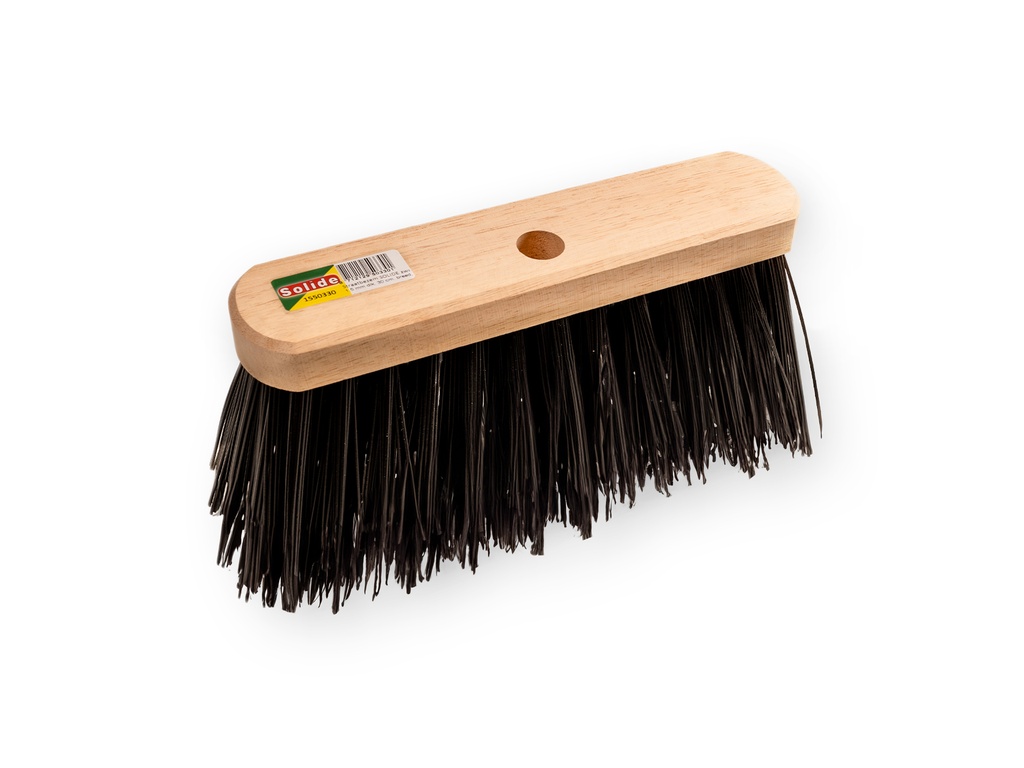 Besen SOLIDE PVC schwarz 30 cm, Faserstärke 1,5 mm, flache Kappe, ohne Stiel, FSC 100%