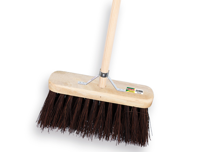 Street broom SOLIDE bahia 29 cm, flat head, with IKAPE handle 150 x 2.8 cm and broom handle bracket. FSC 100%
