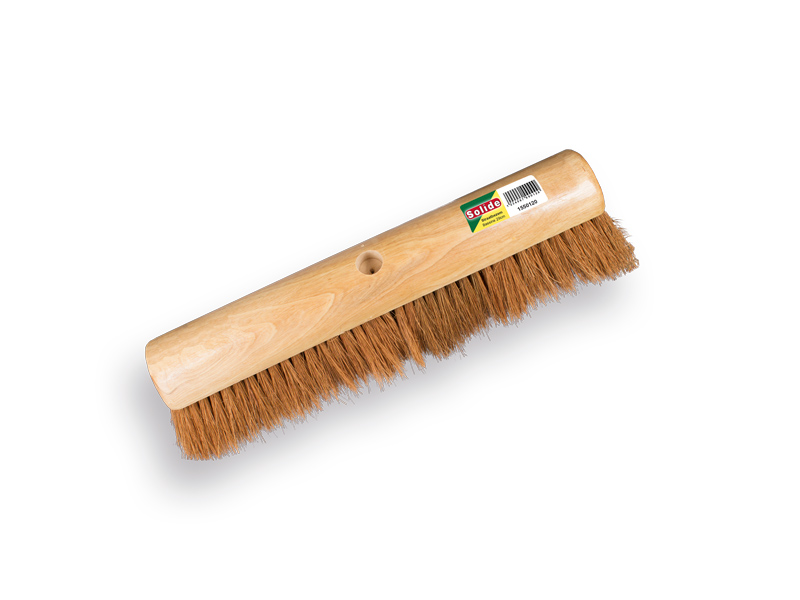 Balai à pousser SOLIDE fibre de coco 40 cm, tête ronde, sans manche. FSC 100%