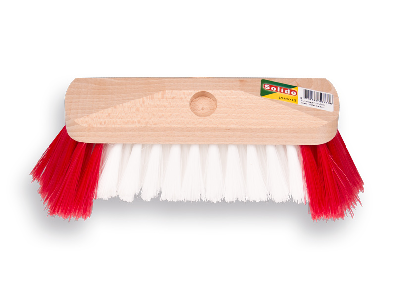 Schrubber SOLIDE Nylon 25 cm, mit roten Borsten. FSC 100%