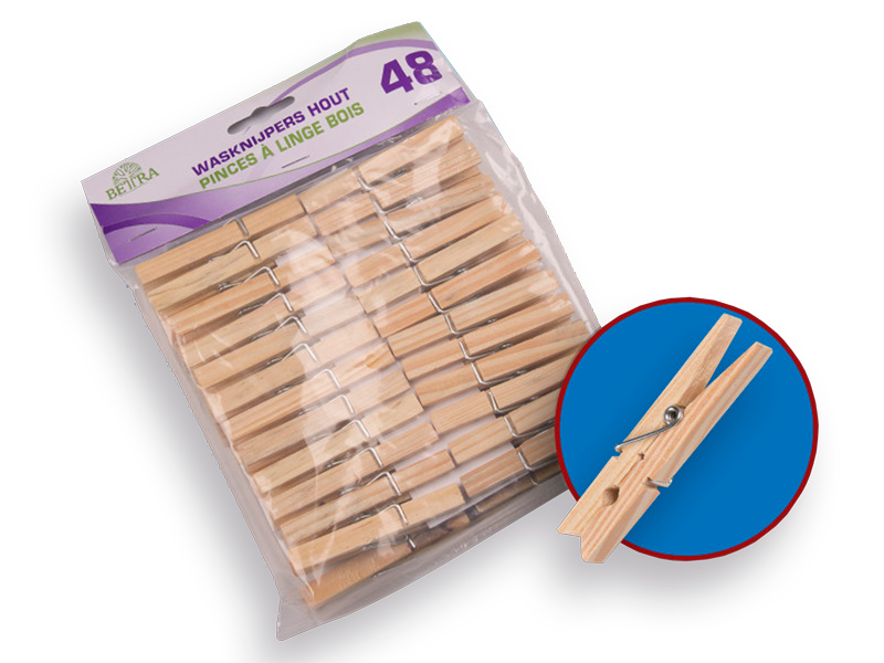 Pince à linge en bois 12 cm (par 48 pièces)