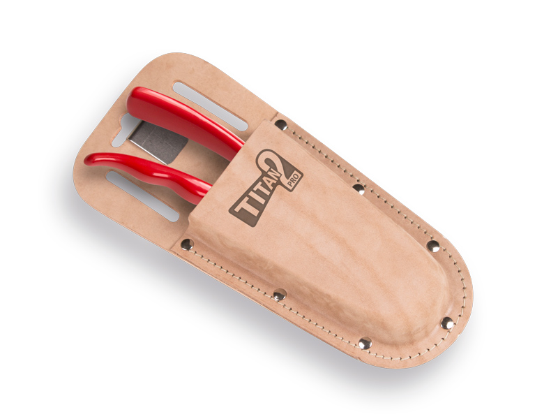 [1560104] Holster en cuir pour sécateur Titan 2 Pro, avec passants de ceinture et clip