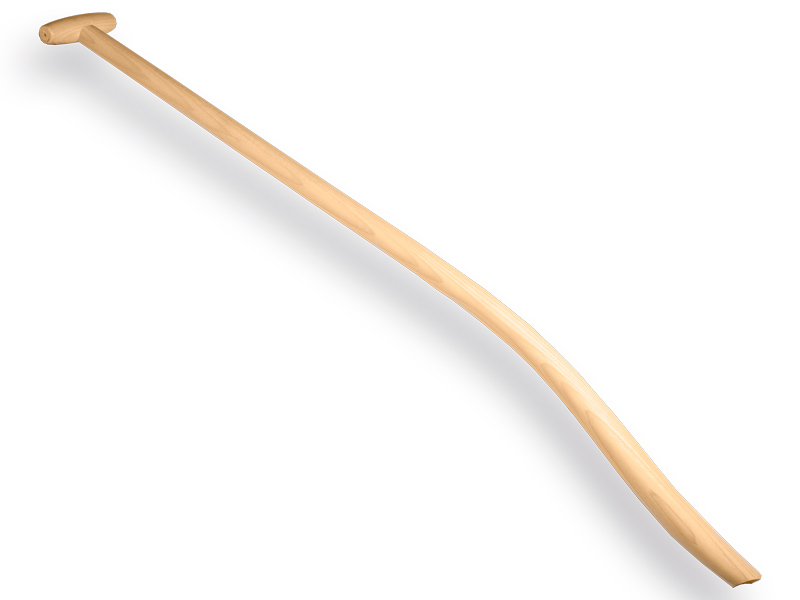 Manche de pelle à col de cygne bois de frêne 130 cm, doublement courbé