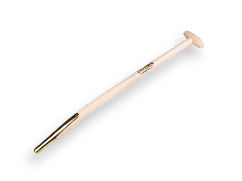 Manure fork handle ATLAS 85 cm bent, with spring bush and through-mount T-grip, drilled