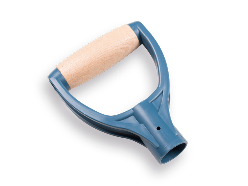 [214110] D-grip blue plastic with ash wood handle, hole size Ø 30 mm