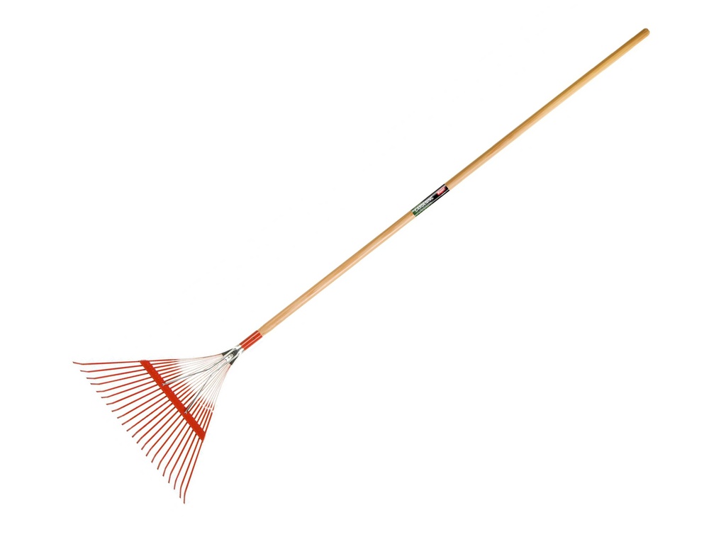 [1315540] Leaf rake POLET handle, 22 flat tines and spring clip, with ASH WOOD handle 150 x 2.4 cm