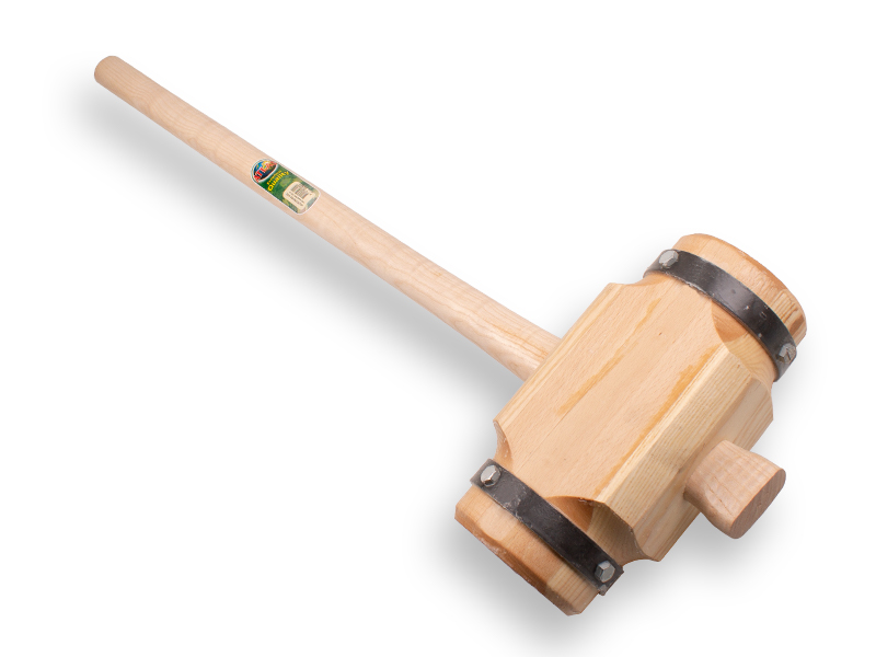 [650800] Sleg - Paalhamer ATLAS rond, gelamineerd Essenhout, stalen ringen, ovale steel 100 cm, FSC 100%