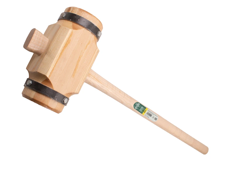 Sleg - Paalhamer ATLAS rond, gelamineerd Essenhout, stalen ringen, ovale steel 100 cm, FSC 100%