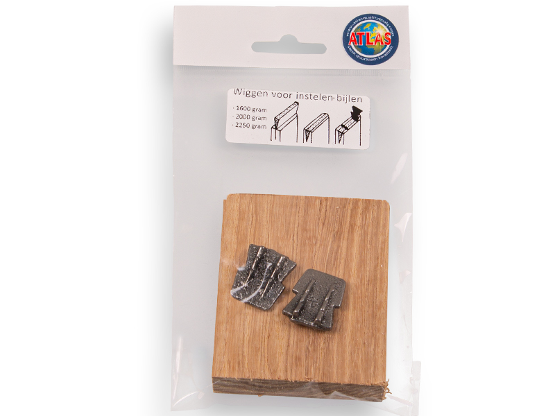 Bijlspie set, grote houten wig en 2 stuks metalen wig nr. 4