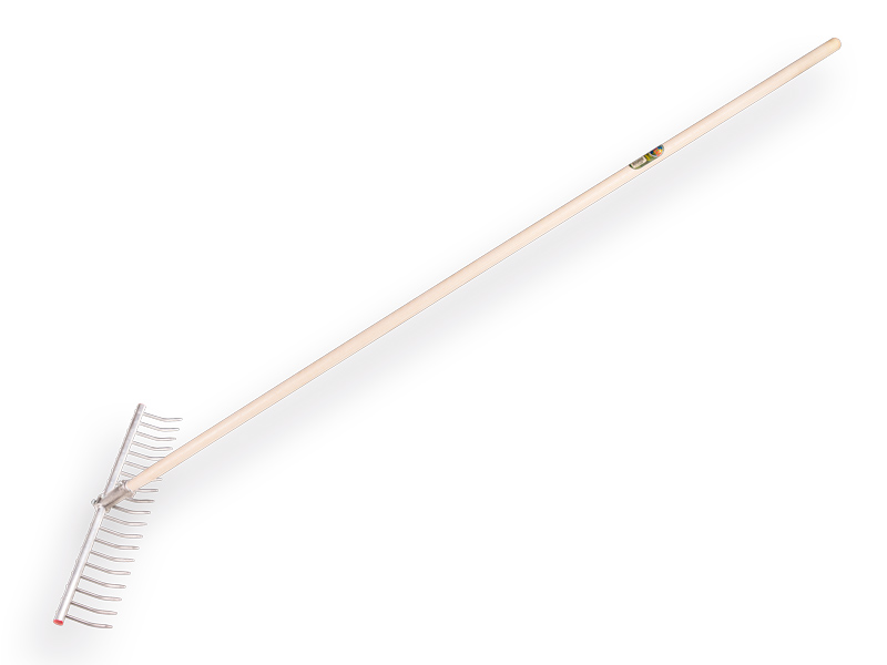 [656045] Râteau à gazon OFFNER aluminium 19 dents 60 cm, réglable, avec manche IKAPE 200 x 2,8 cm. FSC 100%