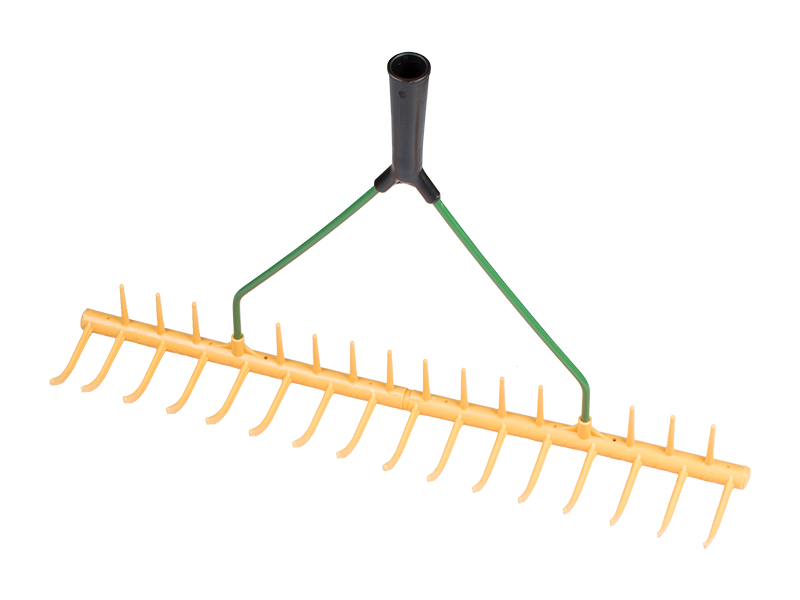 JOST Kunststoff Gras-Laub Rechen mit Grasfangvorrichtung. 16 Gebogenen und 12 Querzinken. Breite 64 cm 