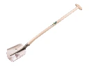 Digging shovel RUHR BRILLANT 1/4 000, extra hardened and polished, with ATLAS gooseneck shovel handle 95 cm strongly bent