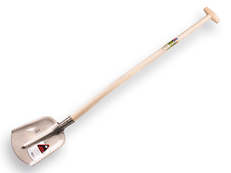 Flachrandschaufel RURH BRILLANT 1/4 000 poliert, mit ATLAS Schwanenhals-Schaufelstiel 110 cm extra doppelt gebogen