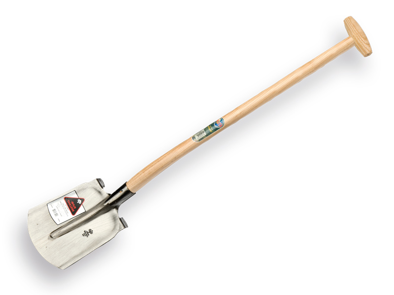 [700233] Digging shovel RUHR BRILLANT 1/4 000 polished, with flat step and ATLAS shovel handle 110 cm bent, FSC 100%