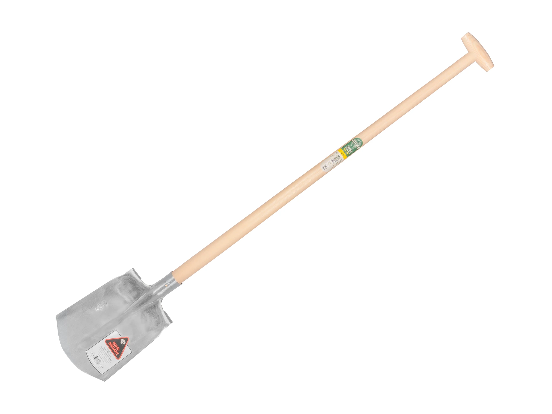 [700233] Flachrandschaufel RUHR BRILLANT 1/4 000 poliert, mit FLACHEM TRITT und ATLAS Schaufelstiel 110 cm gebogen, FSC 100%