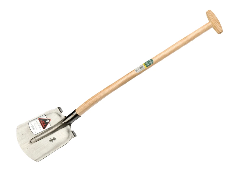 [700233] Flachrandschaufel RUHR BRILLANT 1/4 000 poliert, mit FLACHEM TRITT und ATLAS Schaufelstiel 110 cm gebogen, FSC 100%