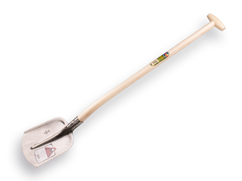 [700260] Digging shovel RUHR BRILLANT 1/4 00, hardened and polished, with ATLAS gooseneck shovel handle 95 cm strongly bent