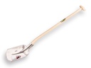 Scoop shovel RURH BRILLANT 1/2 0, hardened and polished, with ATLAS gooseneck shovel handle 95 cm strongly bent
