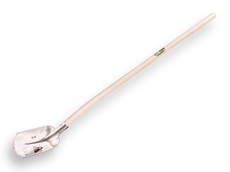 [700300] Scoop Shovel RUHR BRILLANT 1/2 0, extra hardened and polished, with ATLAS shovel handle 130 cm bent, FSC 100%