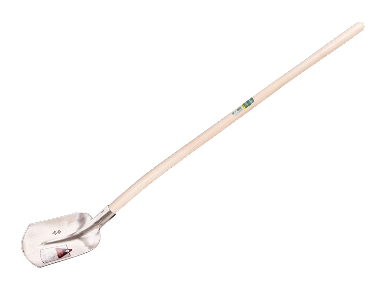 Scoop Shovel RUHR BRILLANT 1/2 0, extra hardened and polished, with ATLAS shovel handle 130 cm bent, FSC 100%