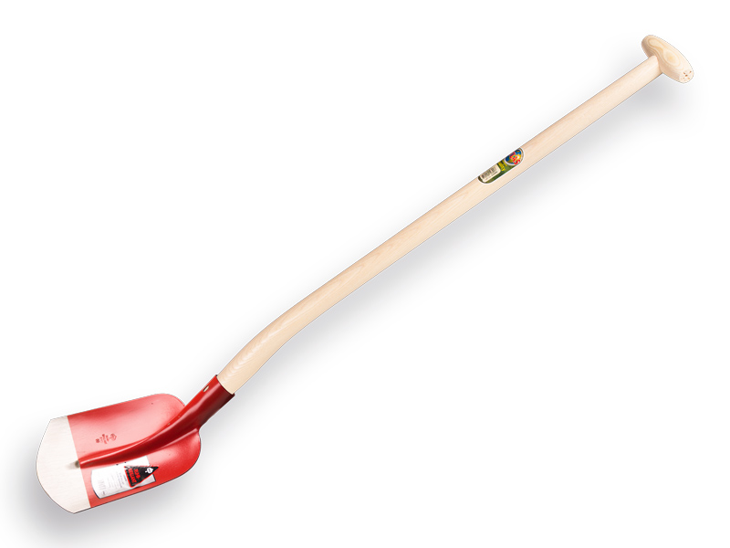 [700510] Scoop shovel RUHR BRILLANT 1/2 00 red, extra hardened, with ATLAS gooseneck shovel handle 95 cm strongly bent