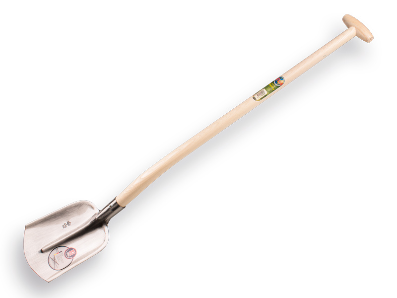 Digging shovel ABC 1/4 000, hardened and polished, with ATLAS gooseneck shovel handle 100 cm strongly bent