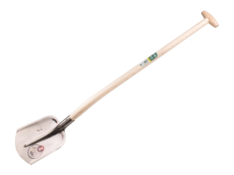 Digging shovel ABC 1/4 00, hardened and polished, with ATLAS gooseneck shovel handle 100 cm strongly bent