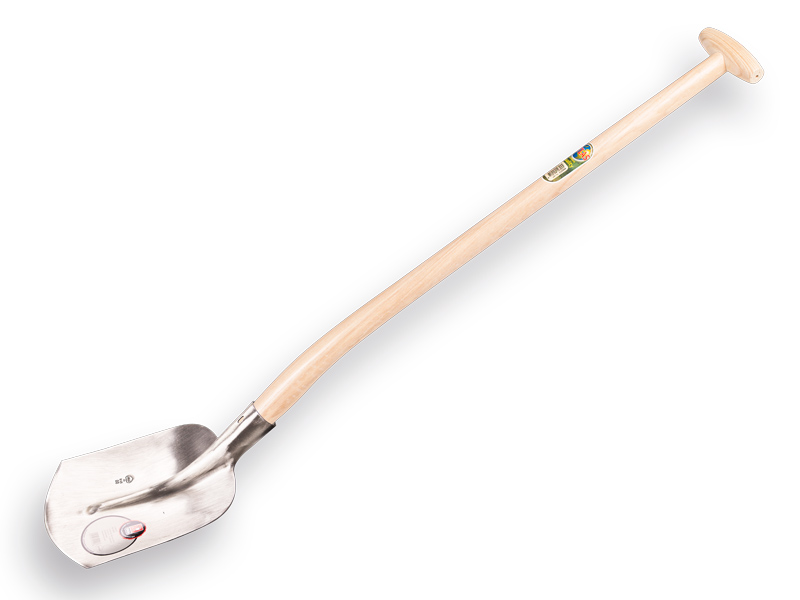 Scoop shovel ABC 1/2 00, hardened and polished, with ATLAS gooseneck shovel handle 90 cm strongly bent