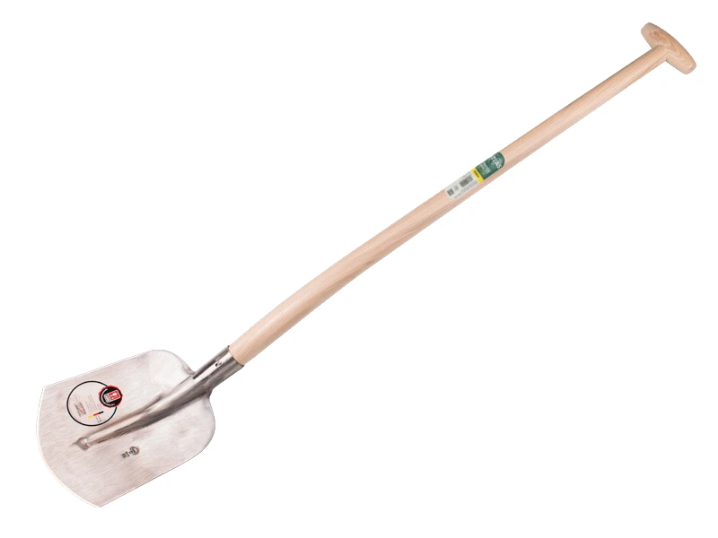 Scoop Shovel ABC 1/2 00, hardened and polished, with ATLAS Gooseneck Shovel Handle 100 cm strongly bent