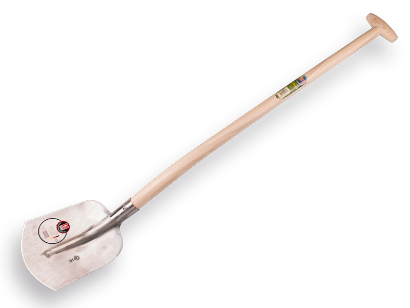 Scoop shovel ABC 1/2 00, hardened and polished, with ATLAS gooseneck shovel handle 100 cm strongly bent
