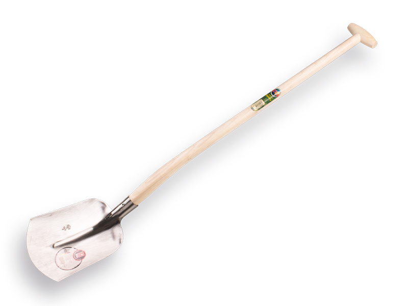 [705243] Pelle à sable ABC 1/2 0, trempé et poli, avec manche de pelle à col de cygne ATLAS 100 cm fortement courbé