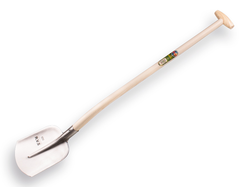 Digging shovel ATLAS DIAMANT stainless steel 1/4 000, with ATLAS gooseneck shovel handle 100 cm strongly bent
