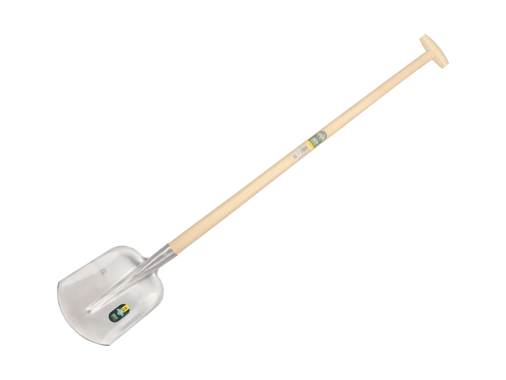 [710035] Digging shovel ATLAS DIAMANT stainless steel 1/4 000, with ATLAS shovel handle 110 cm bent, FSC 100%