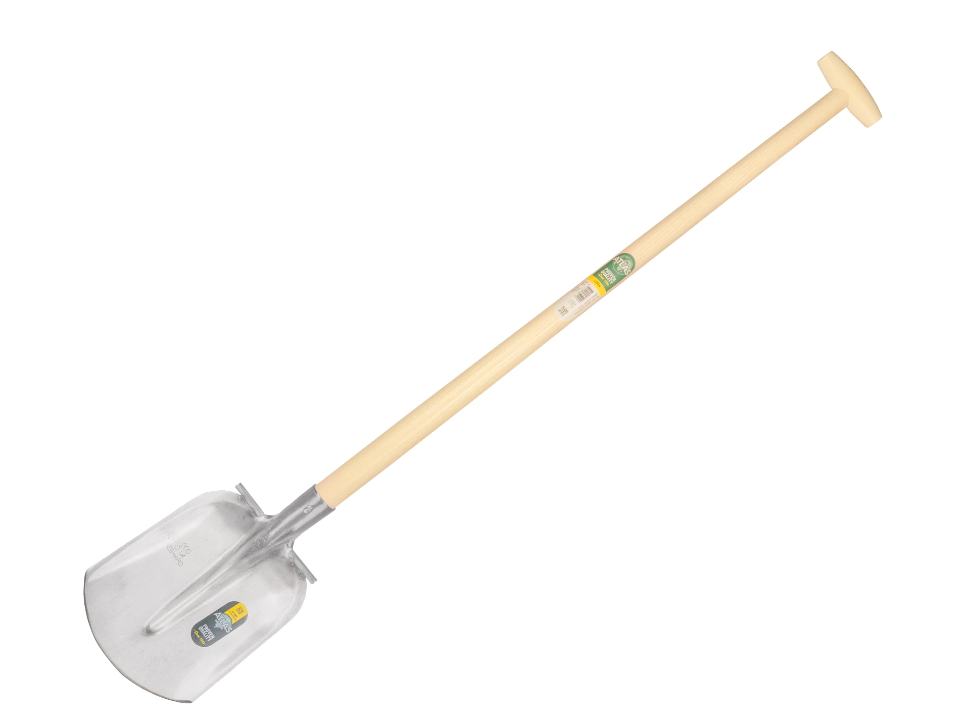 [735411] Digging shovel ATLAS DIAMANT 1/4 000 hardened, polished, ROUND TREADS, with ATLAS shovel handle 100 cm bent, FSC 100%