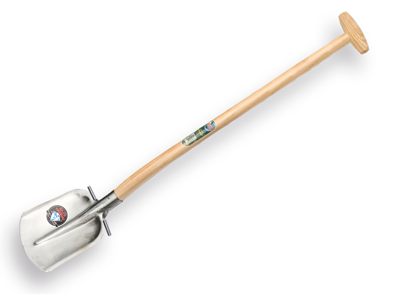 Digging shovel ATLAS DIAMANT 1/4 000 hardened, polished, ROUND TREADS, with ATLAS shovel handle 100 cm bent