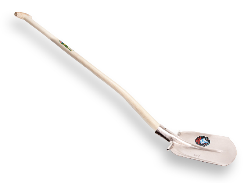 Digging shovel ATLAS DIAMANT 1/4 000 hardened, polished, ROUND TREADS, with gooseneck shovel handle 110 cm extra double-bent